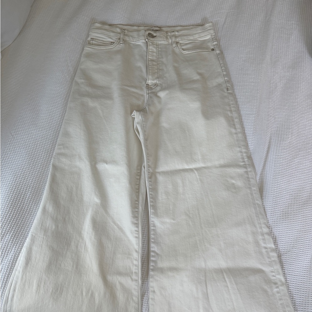 Frame Le Palazzo Crop Denim Women's White/Cream Flare Jeans